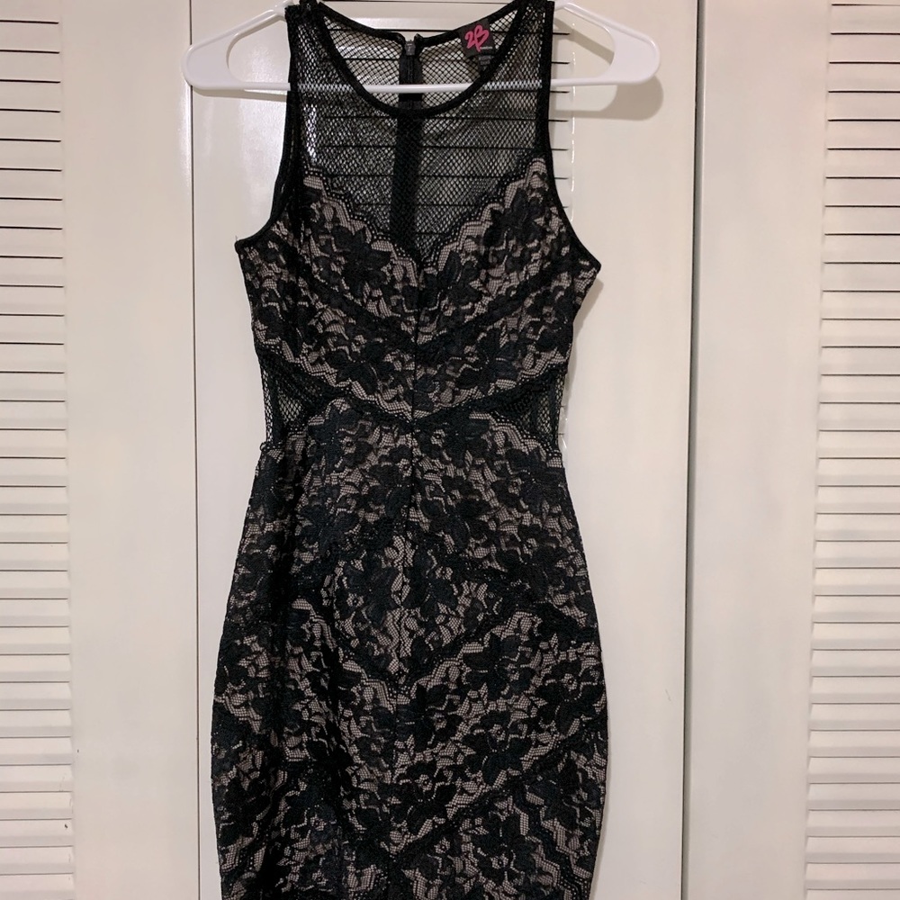 Black mesh cutout dress